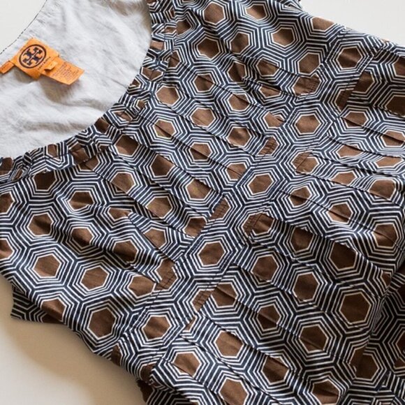 Tory Burch Summer Dress Hexagon Geometric Print Cotton Sleeveless Size 8 NWOT - Picture 6 of 11